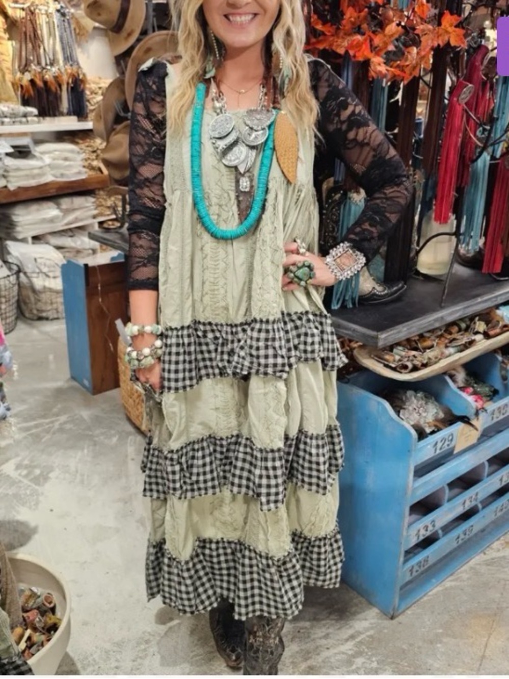 A Rare Bird Hand Stitched Check Dress